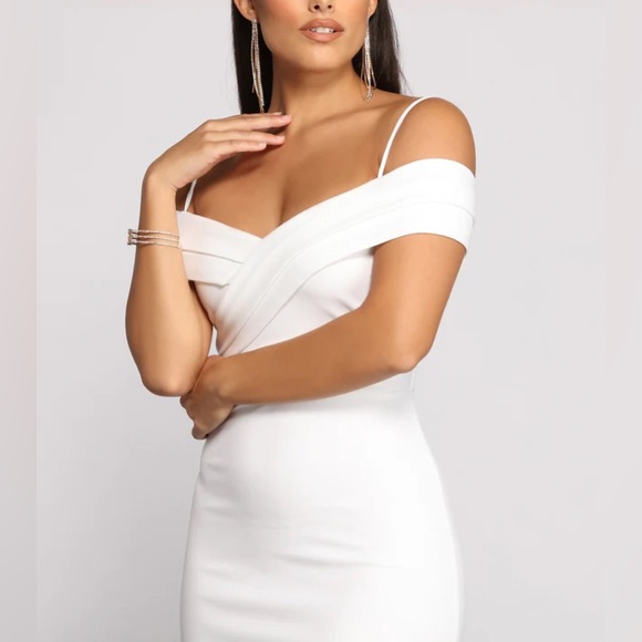 Windsor Valeria Formal Off The Shoulder Crepe Midi Dress Women’s size S - Picture 2 of 8